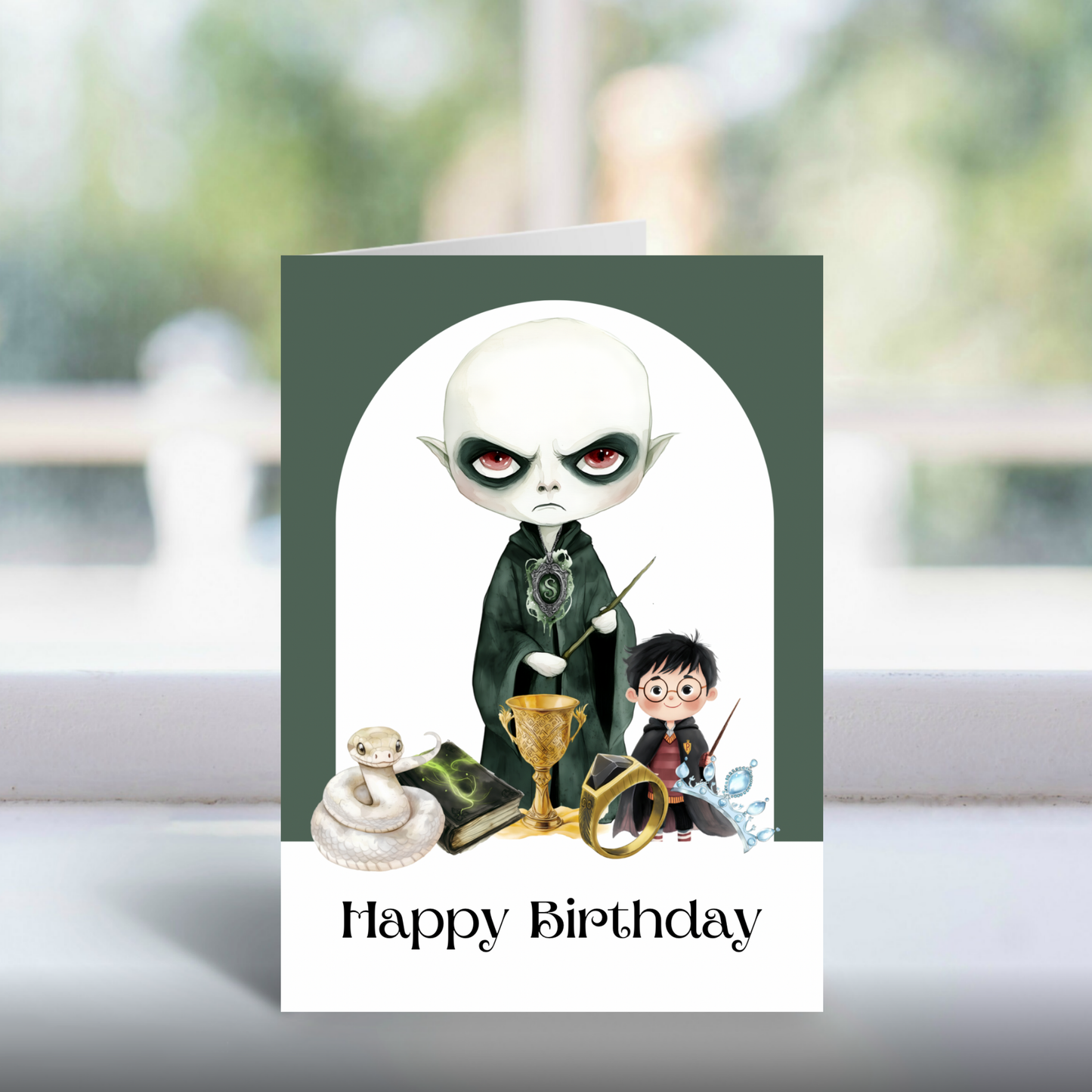 The Snake-Like Villain Greeting Card | Dark Wizard World Card for Magic Fans