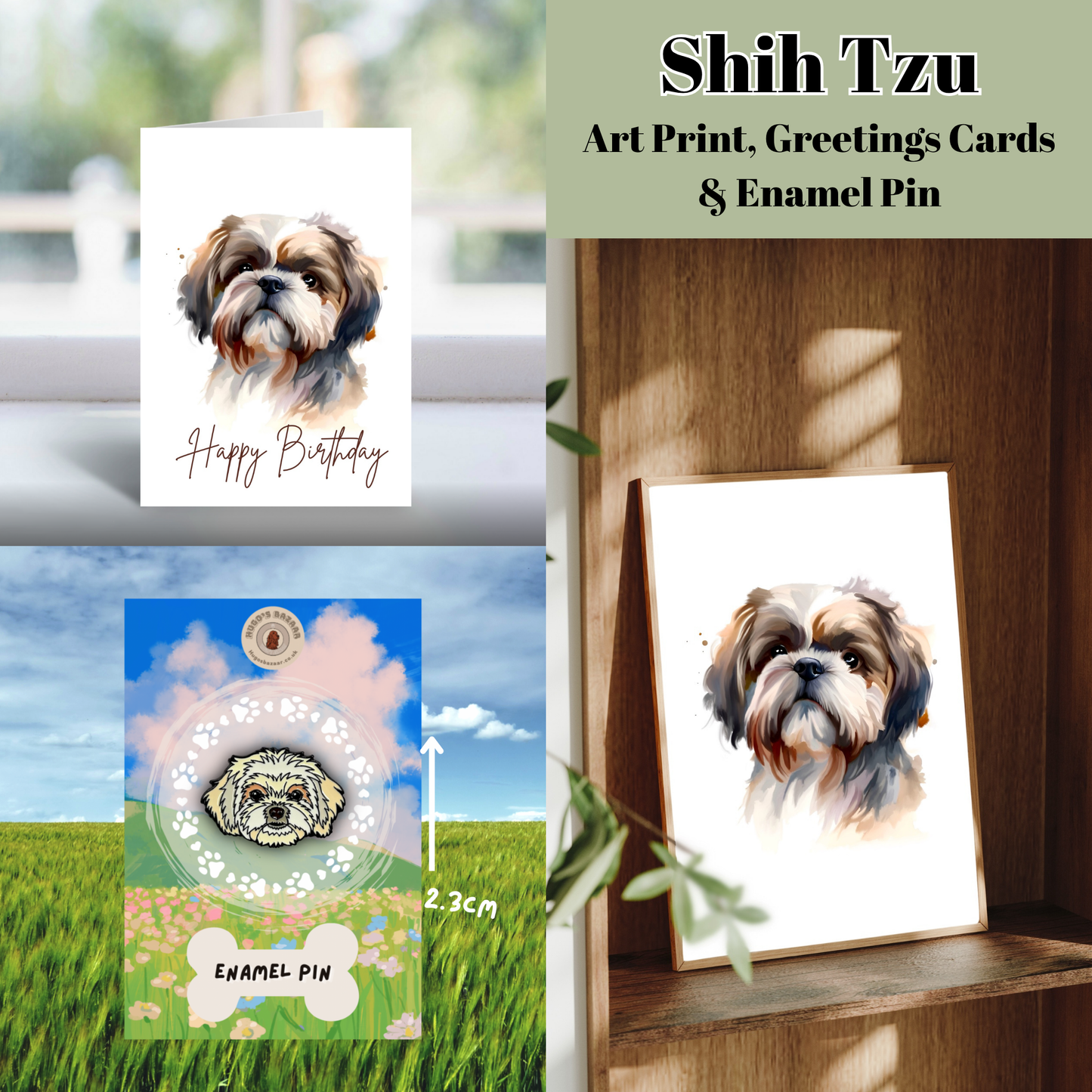 Ultimate Dog Lover Birthday Gift Set | Art Print, Pin & Card Bundle
