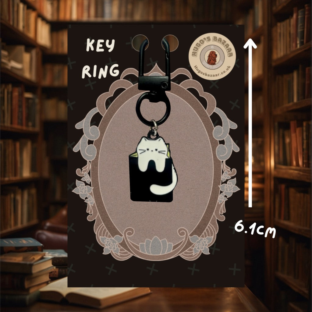 Hemingway Cat Keyring – Literary Cat Keychain for Book Lovers | Bookish Cats Collection