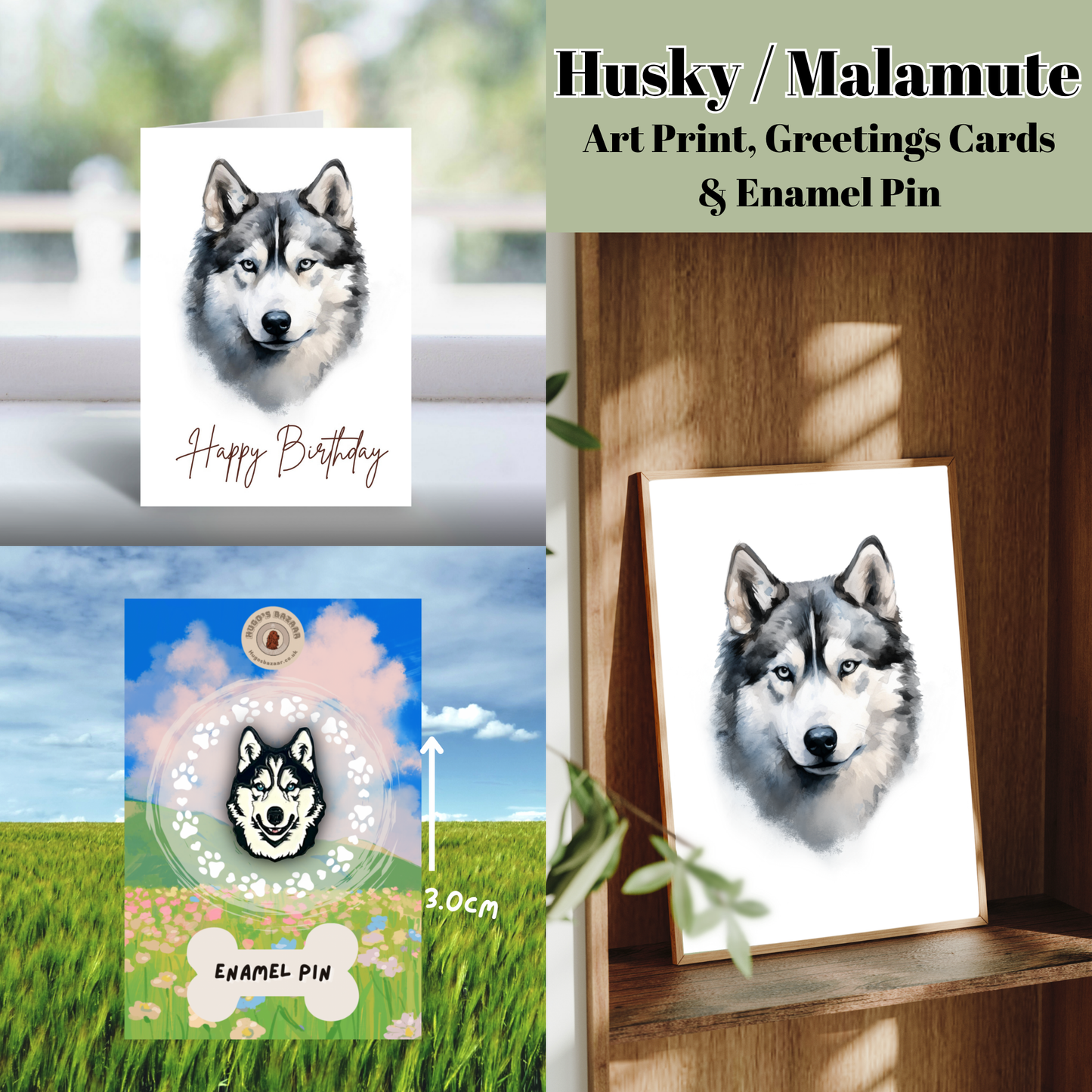 Ultimate Dog Lover Birthday Gift Set | Art Print, Pin & Card Bundle