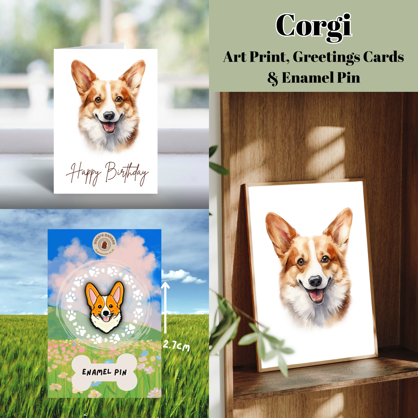 Ultimate Dog Lover Birthday Gift Set | Art Print, Pin & Card Bundle