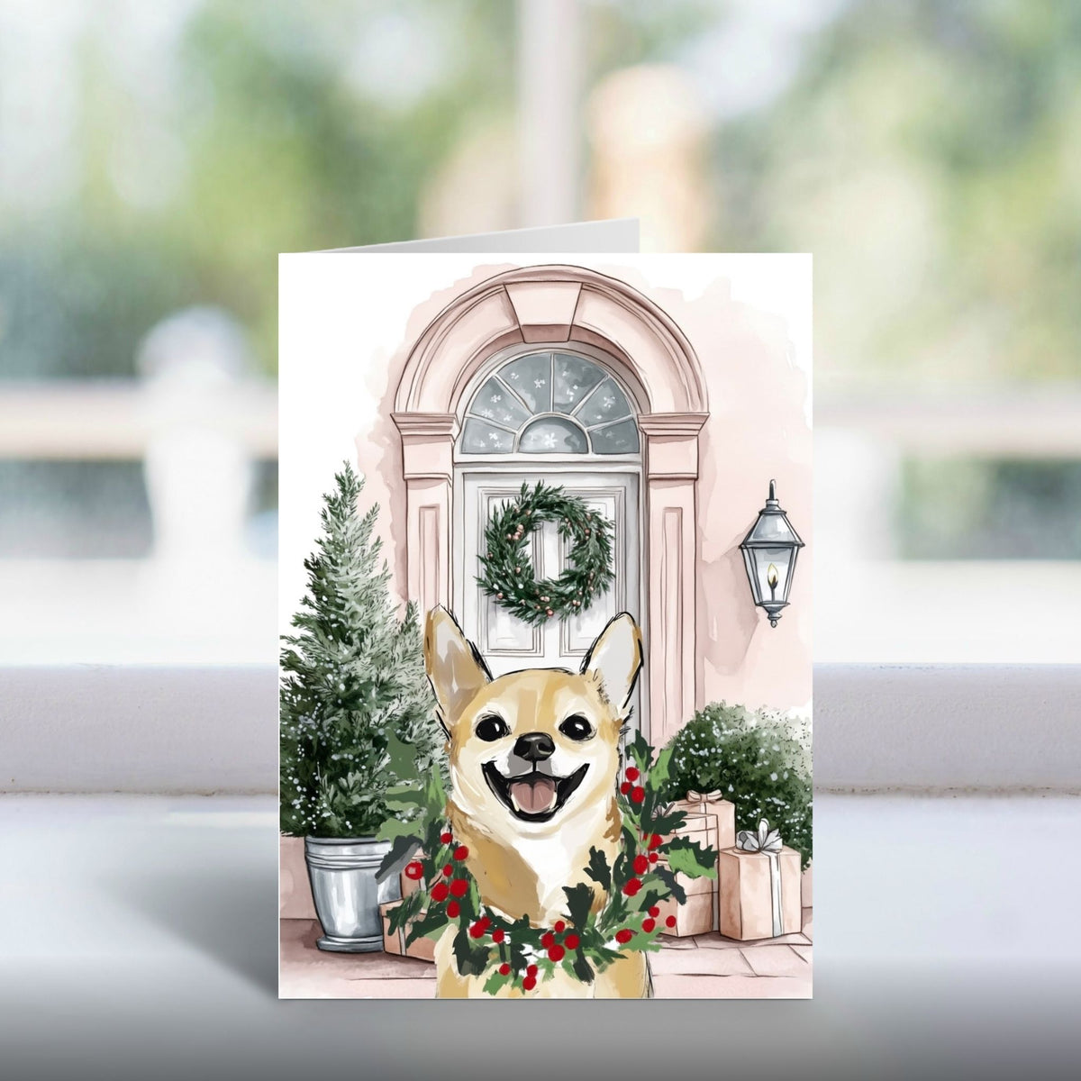 Paws at the Doors Christmas Card | Merry Christmas Greeting | Cute Dog Lover Card