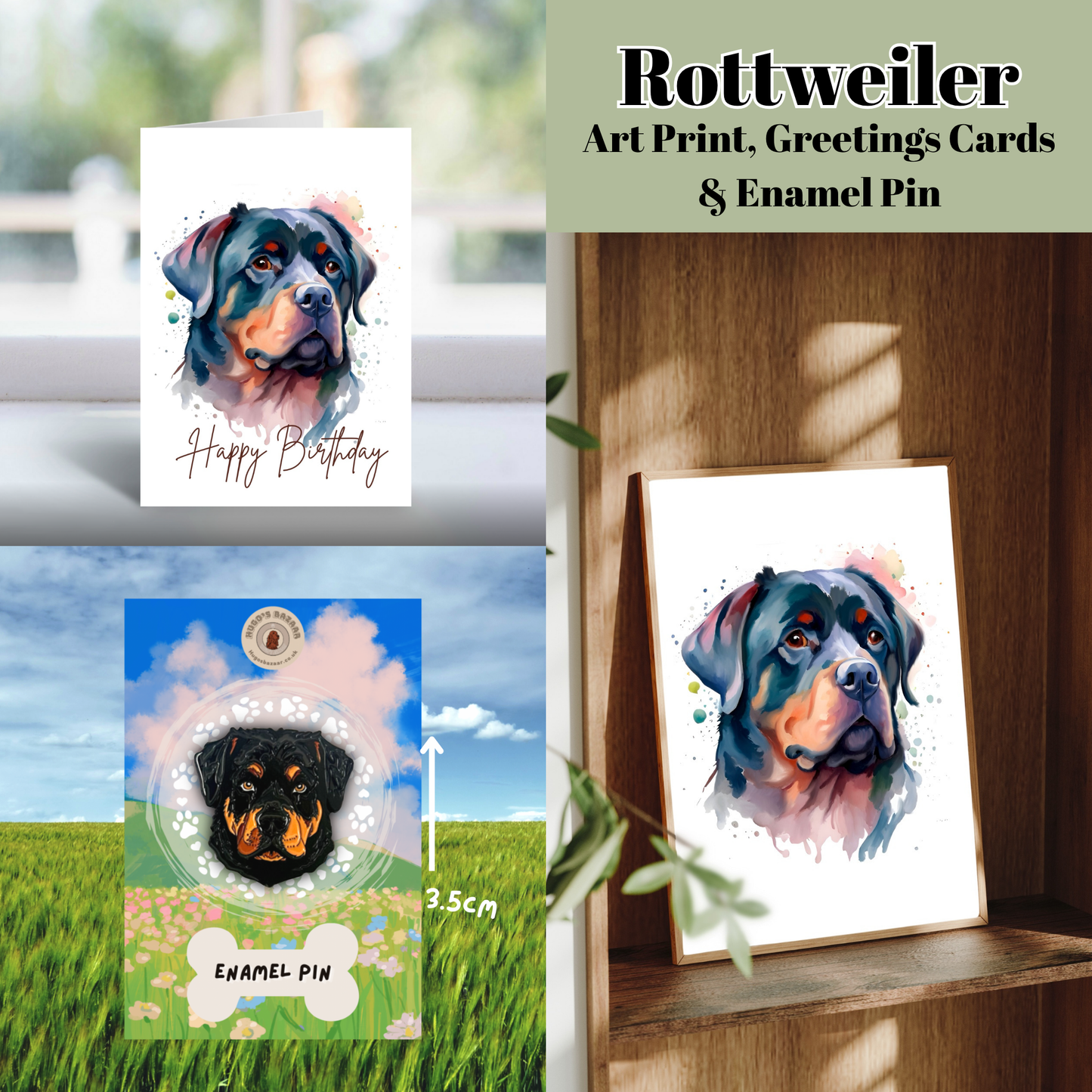 Ultimate Dog Lover Birthday Gift Set | Art Print, Pin & Card Bundle