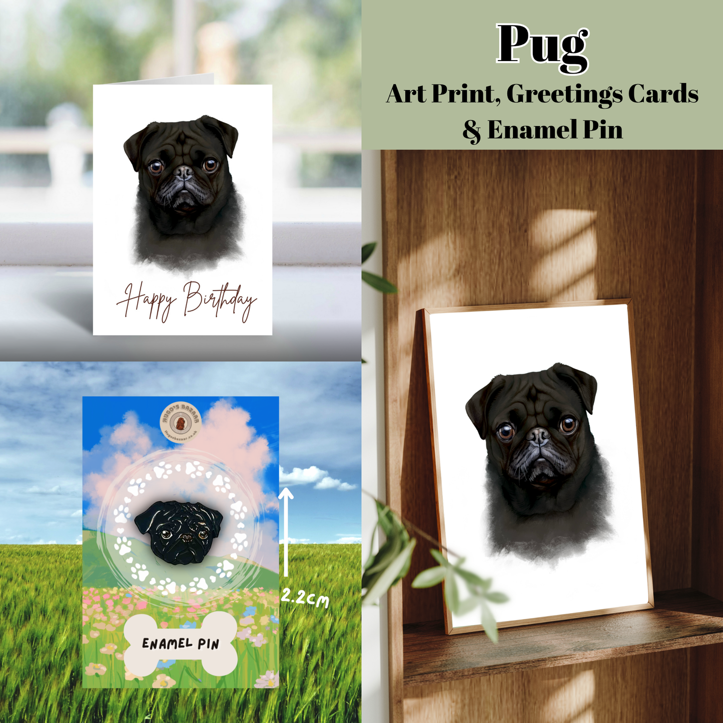 Ultimate Dog Lover Birthday Gift Set | Art Print, Pin & Card Bundle