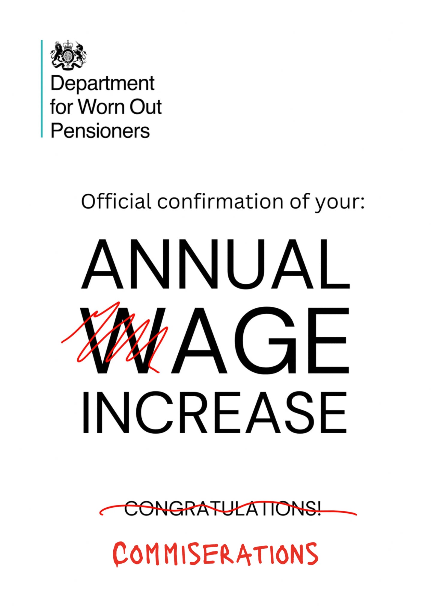 DWP Age Increase Greetings Card