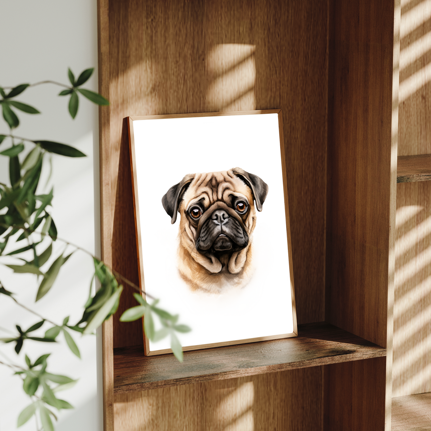 Tan Pug Art Print – Cute Dog Wall Art – Adorable Gift for Pug Lovers