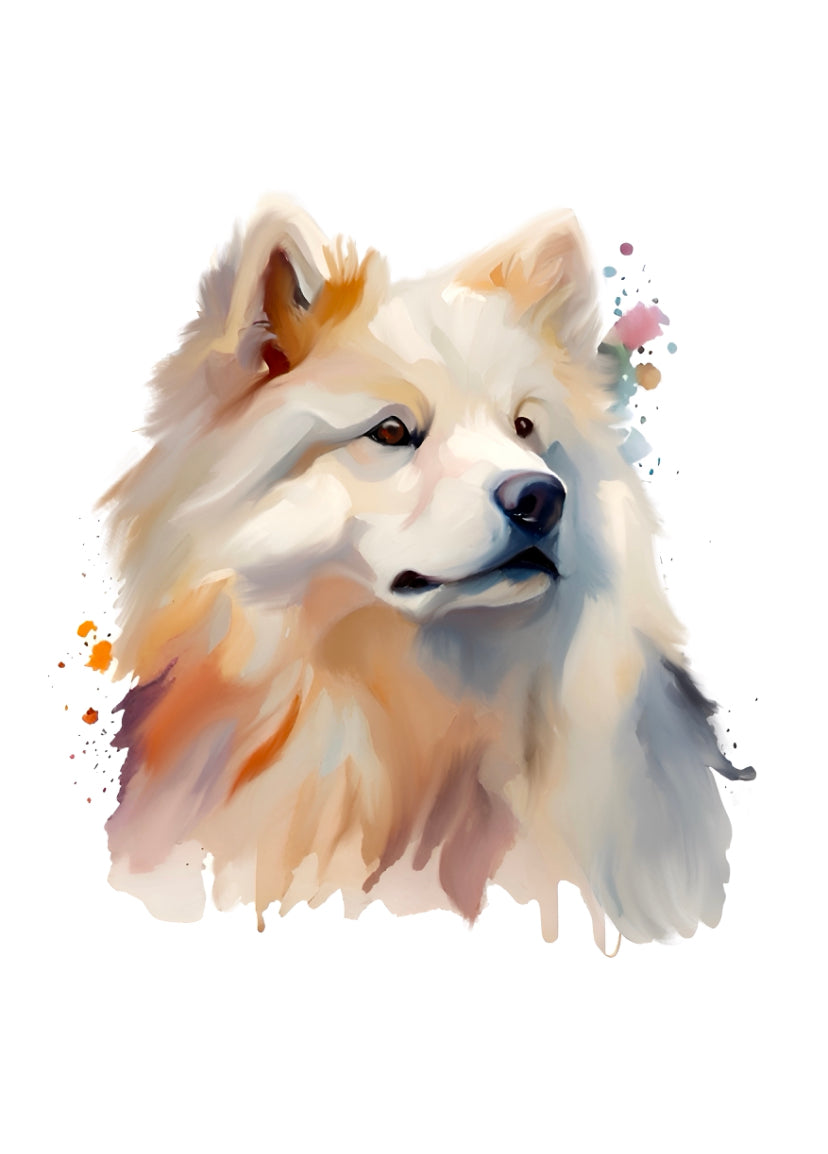 Samoyed A4 Art Print – Fluffy & Friendly Snow Dog Wall Art