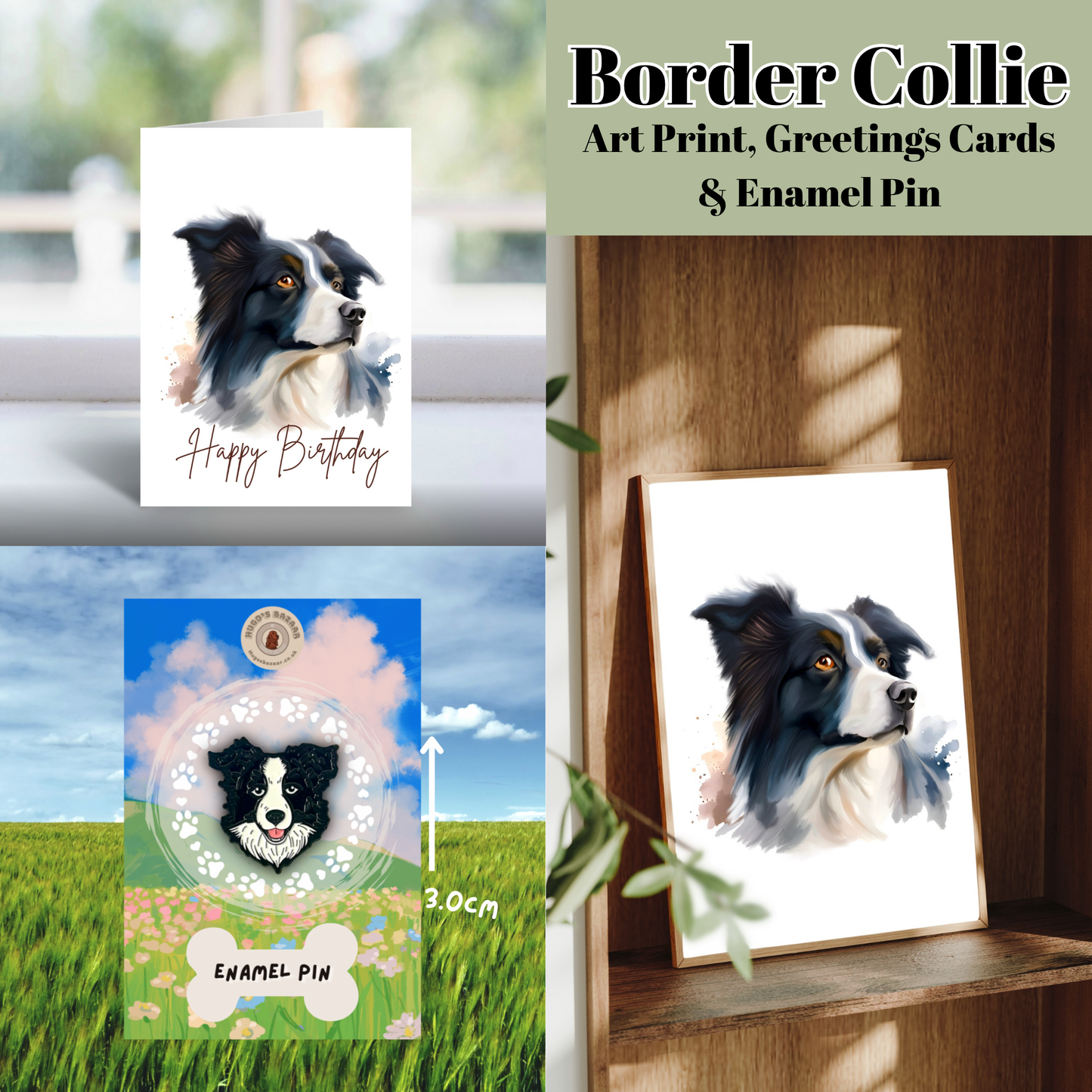 Ultimate Dog Lover Birthday Gift Set | Art Print, Pin & Card Bundle