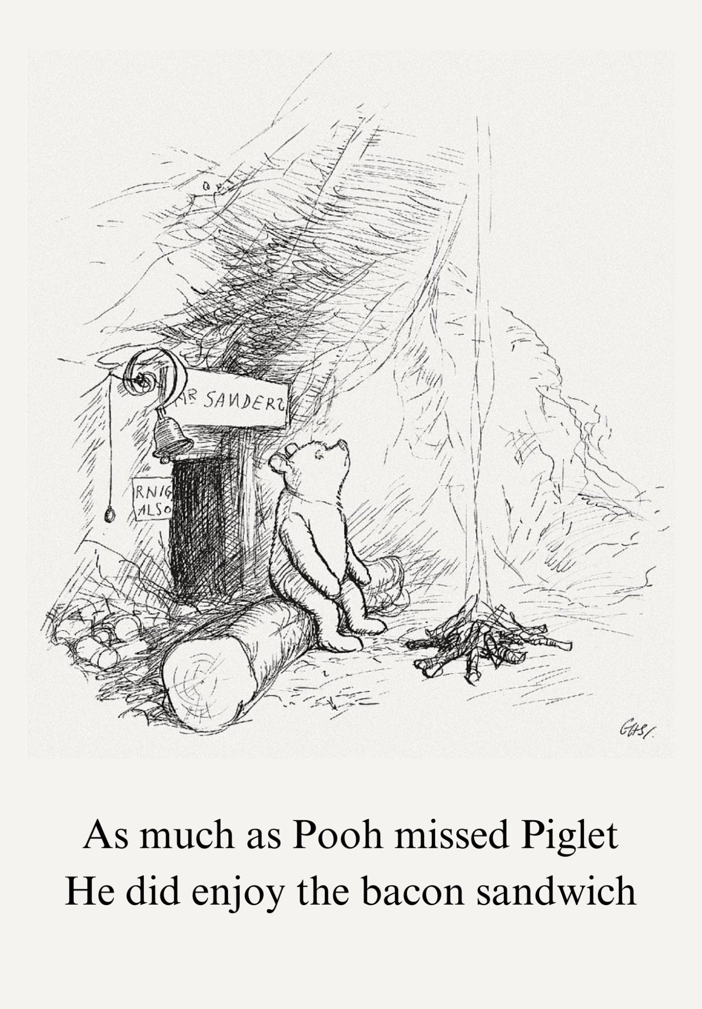 Pooh’s Bacon Sandwich A5 Greetings Card