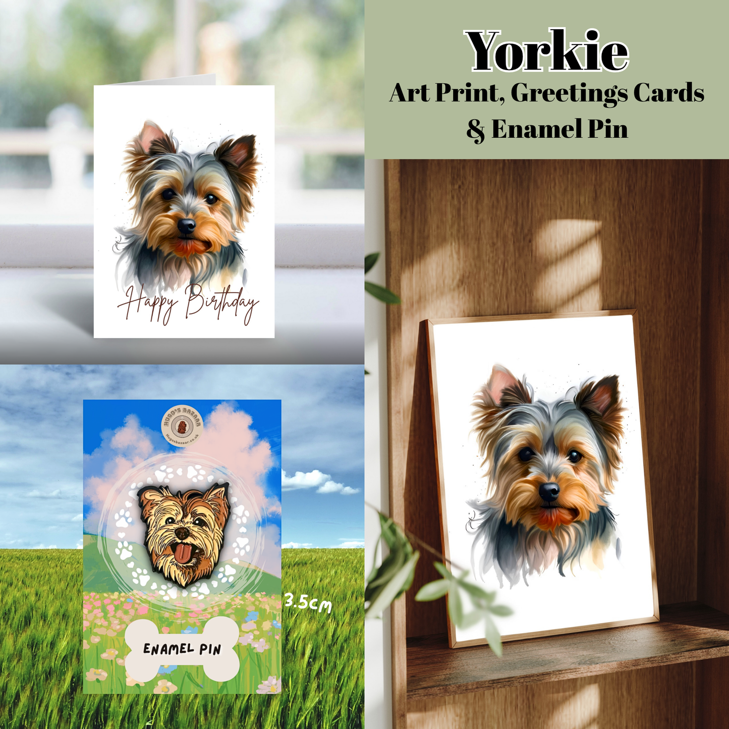 Ultimate Dog Lover Birthday Gift Set | Art Print, Pin & Card Bundle