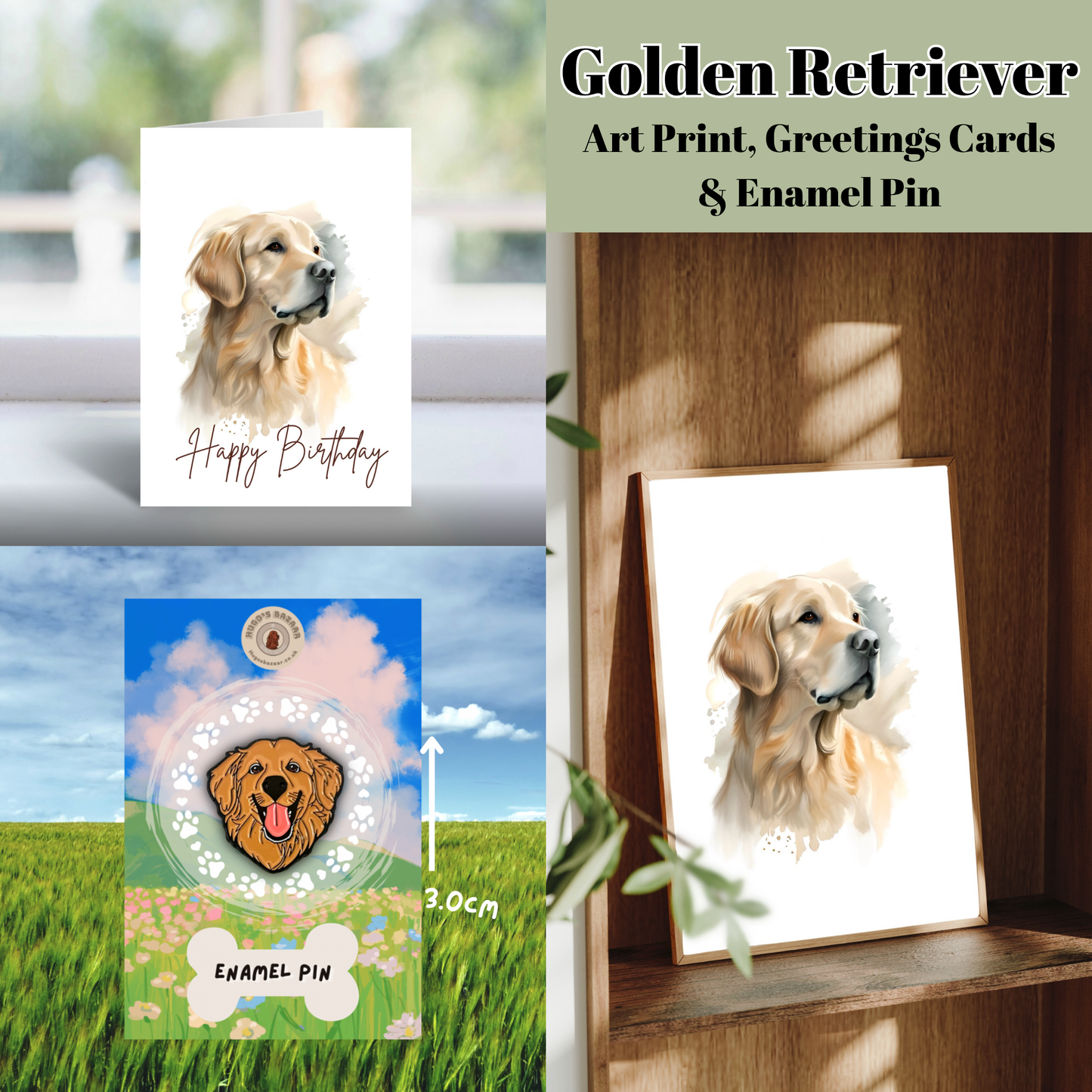 Ultimate Dog Lover Birthday Gift Set | Art Print, Pin & Card Bundle