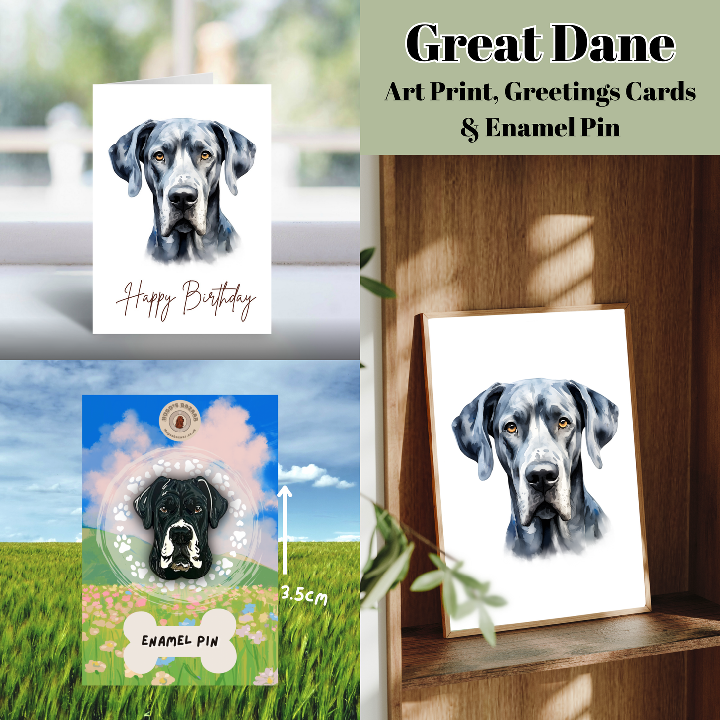 Ultimate Dog Lover Birthday Gift Set | Art Print, Pin & Card Bundle