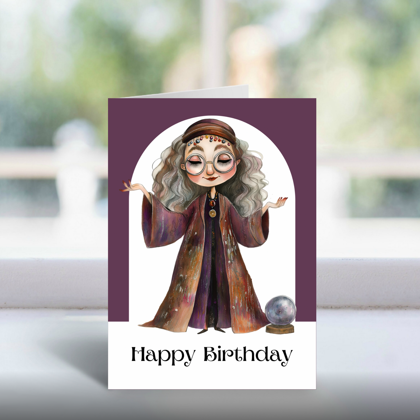 Eccentric Seer Card | Mystical Divination-Inspired Wizard Greeting Card