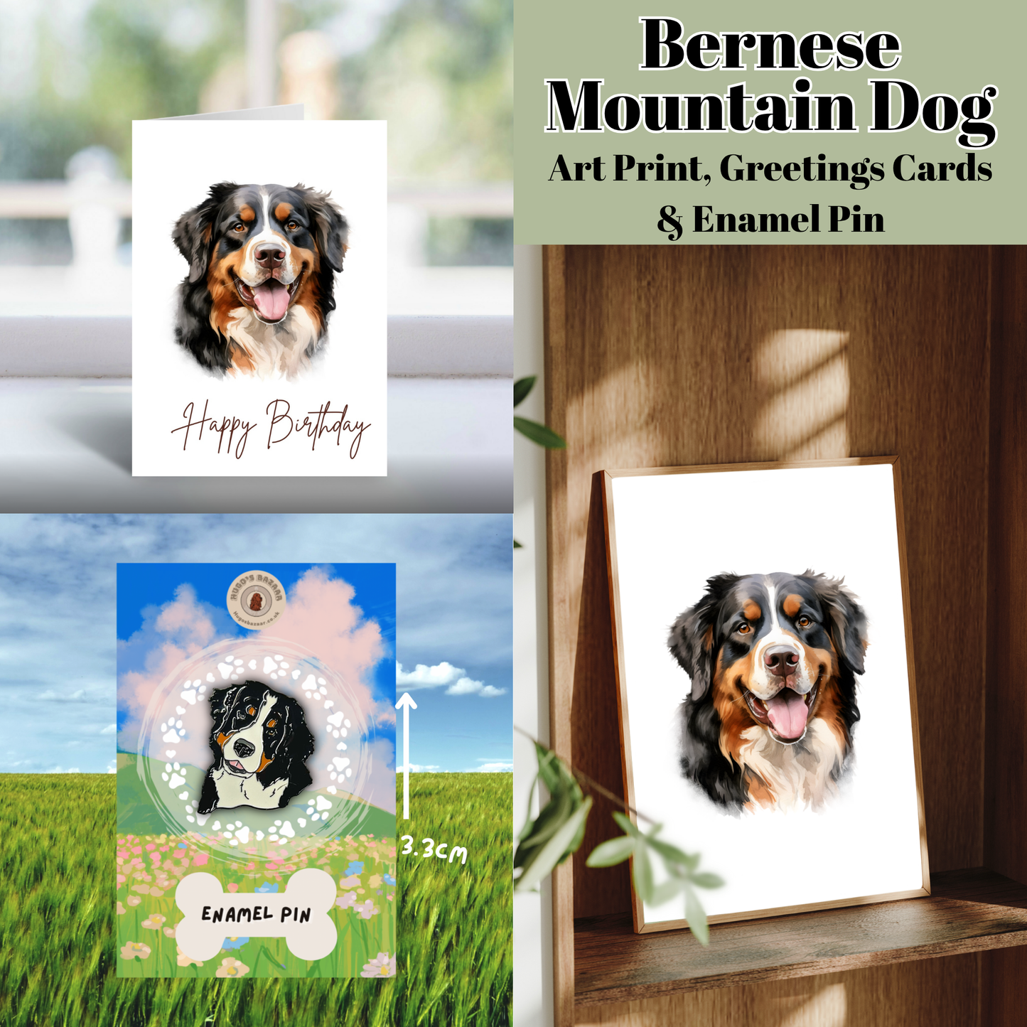 Ultimate Dog Lover Birthday Gift Set | Art Print, Pin & Card Bundle