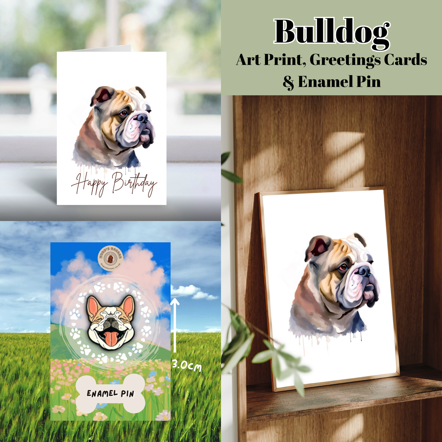 Ultimate Dog Lover Birthday Gift Set | Art Print, Pin & Card Bundle