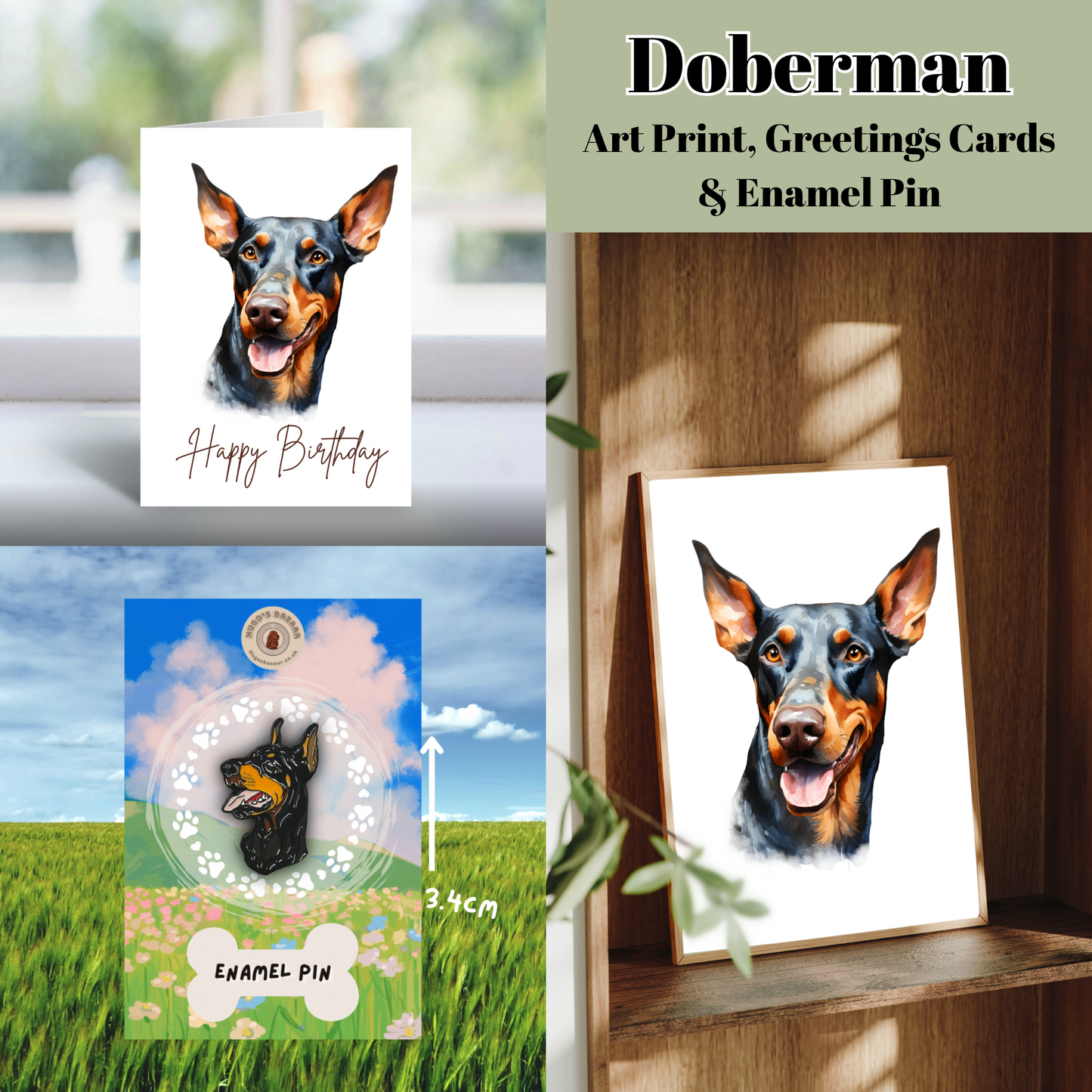Ultimate Dog Lover Birthday Gift Set | Art Print, Pin & Card Bundle
