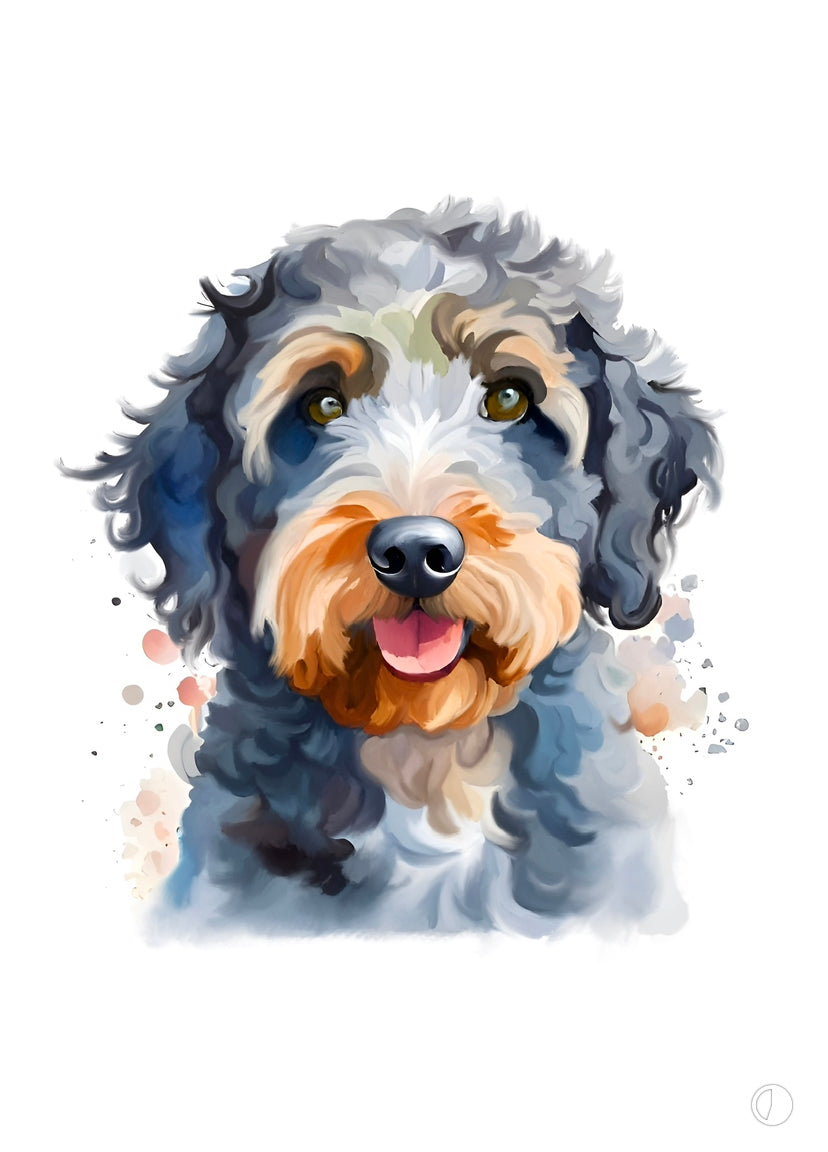 Bernedoodle A4 Art Print – Fluffy & Friendly Dog Wall Art