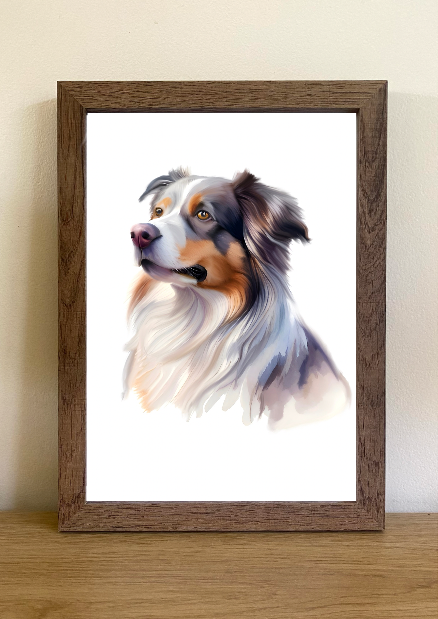 Australian Shepherd A4 Art Print – Smart & Spirited Herding Dog Wall Art