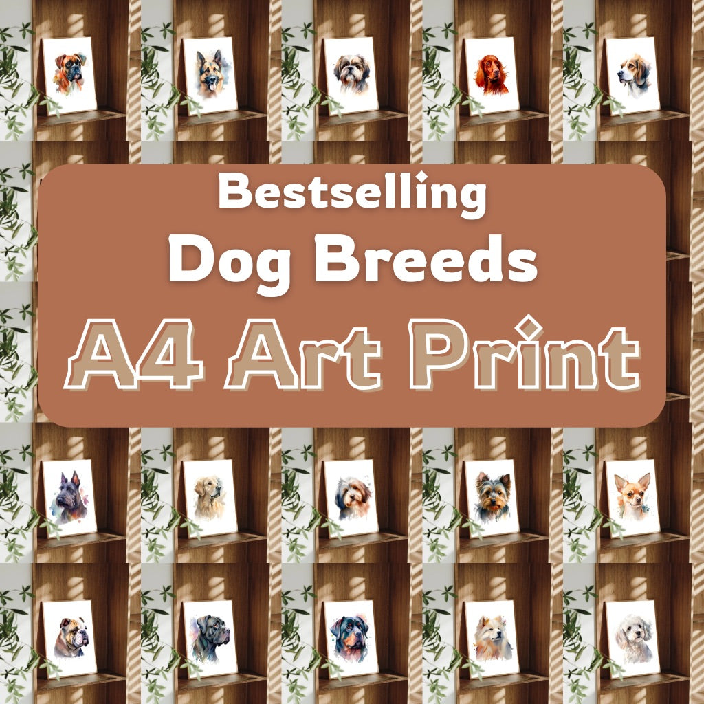 A4 Dog Breed Art Prints – Dog Wall Art – Gift for Dog Lovers