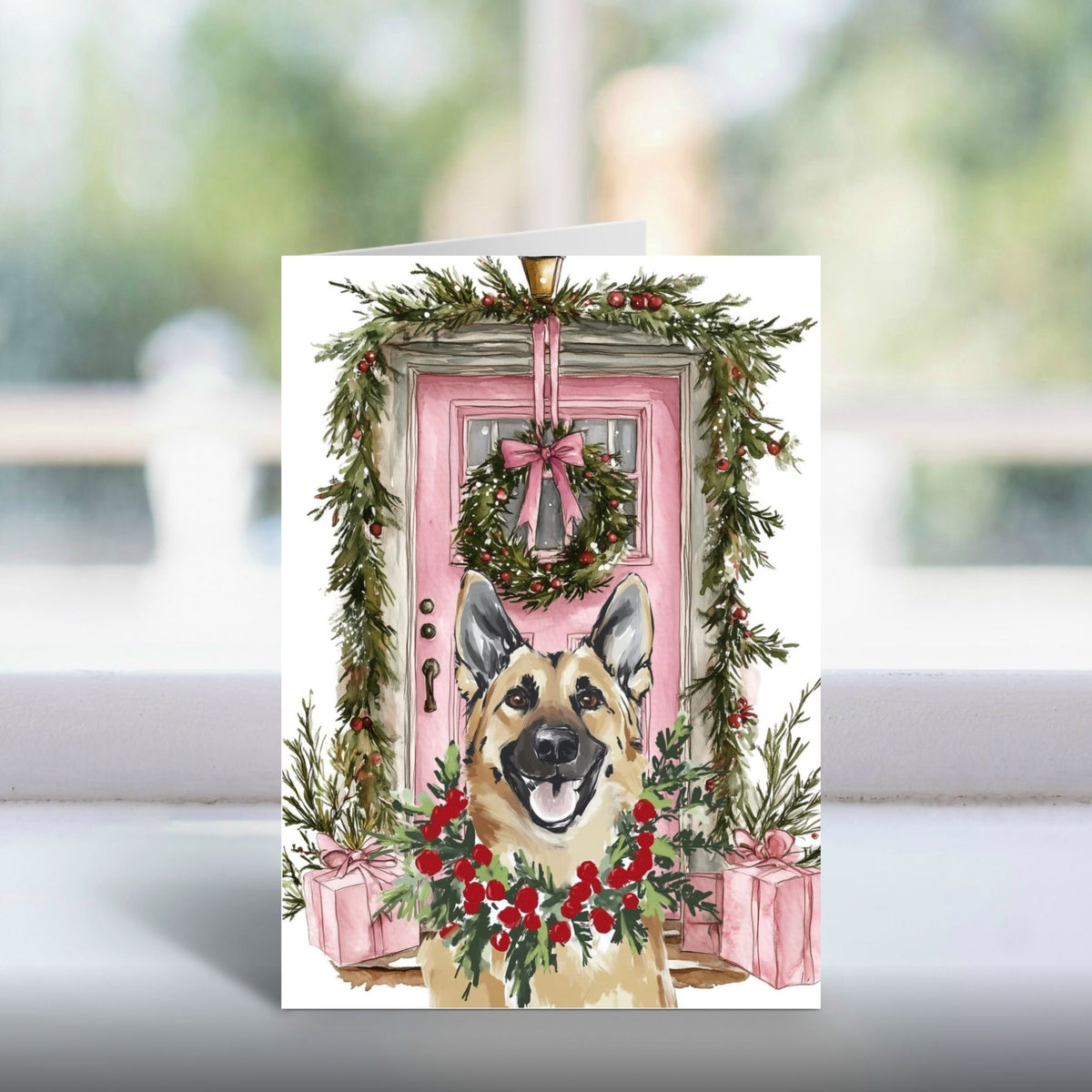 Paws at the Doors Christmas Card | Merry Christmas Greeting | Cute Dog Lover Card