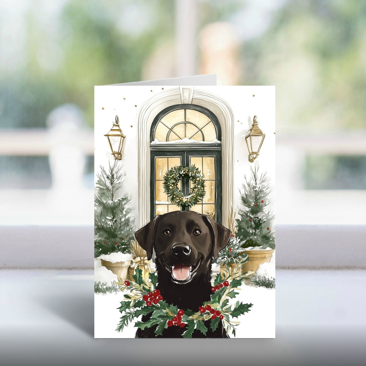 Paws at the Doors Christmas Card | Merry Christmas Greeting | Cute Dog Lover Card