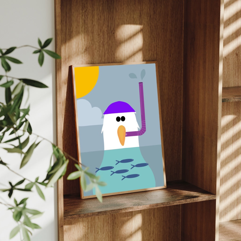 A4 Cheeky Seagull Prints – Coastal Wall Art – Seaside Home Gift