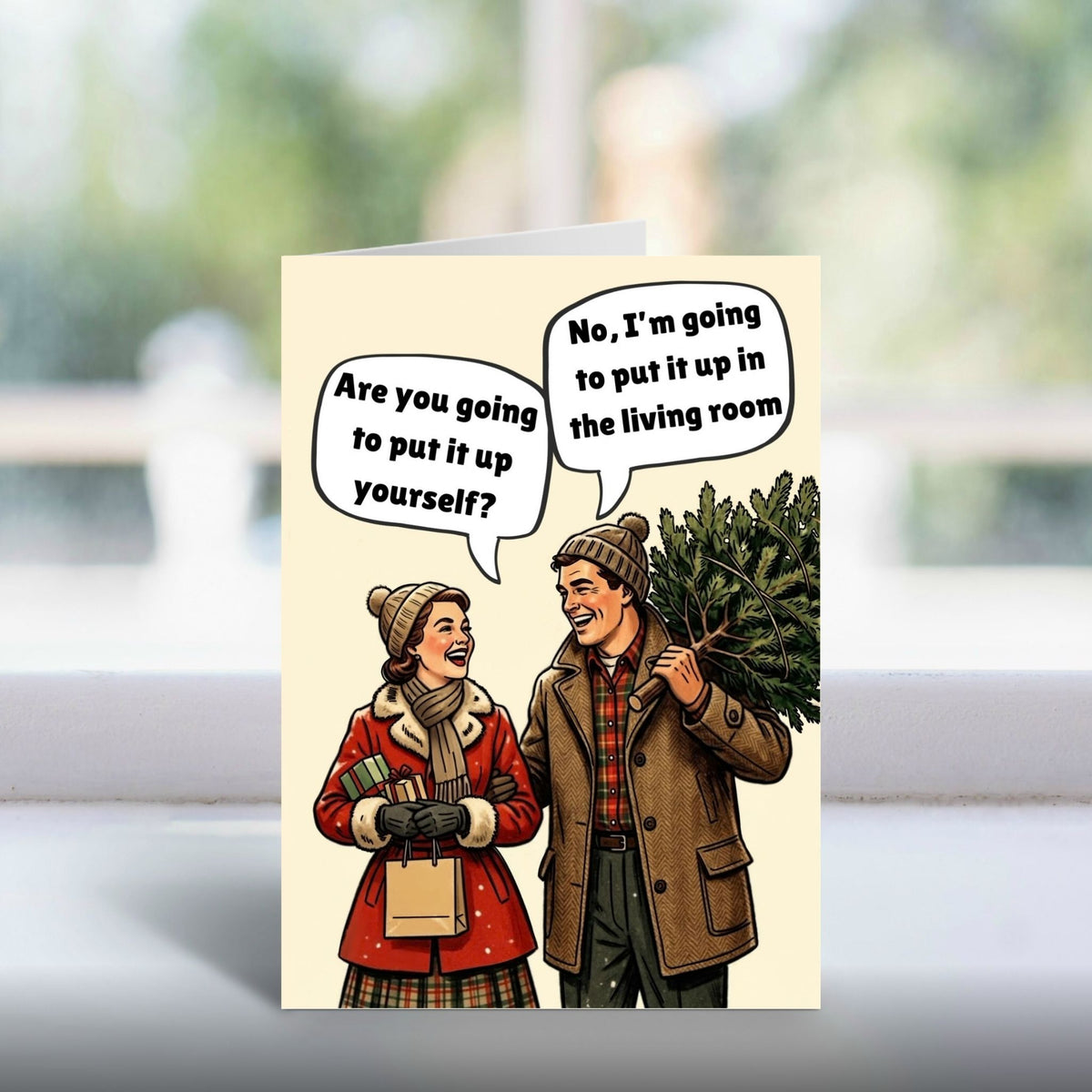 Retro Style Christmas Card | Humorous Couple Joke Funny Vintage