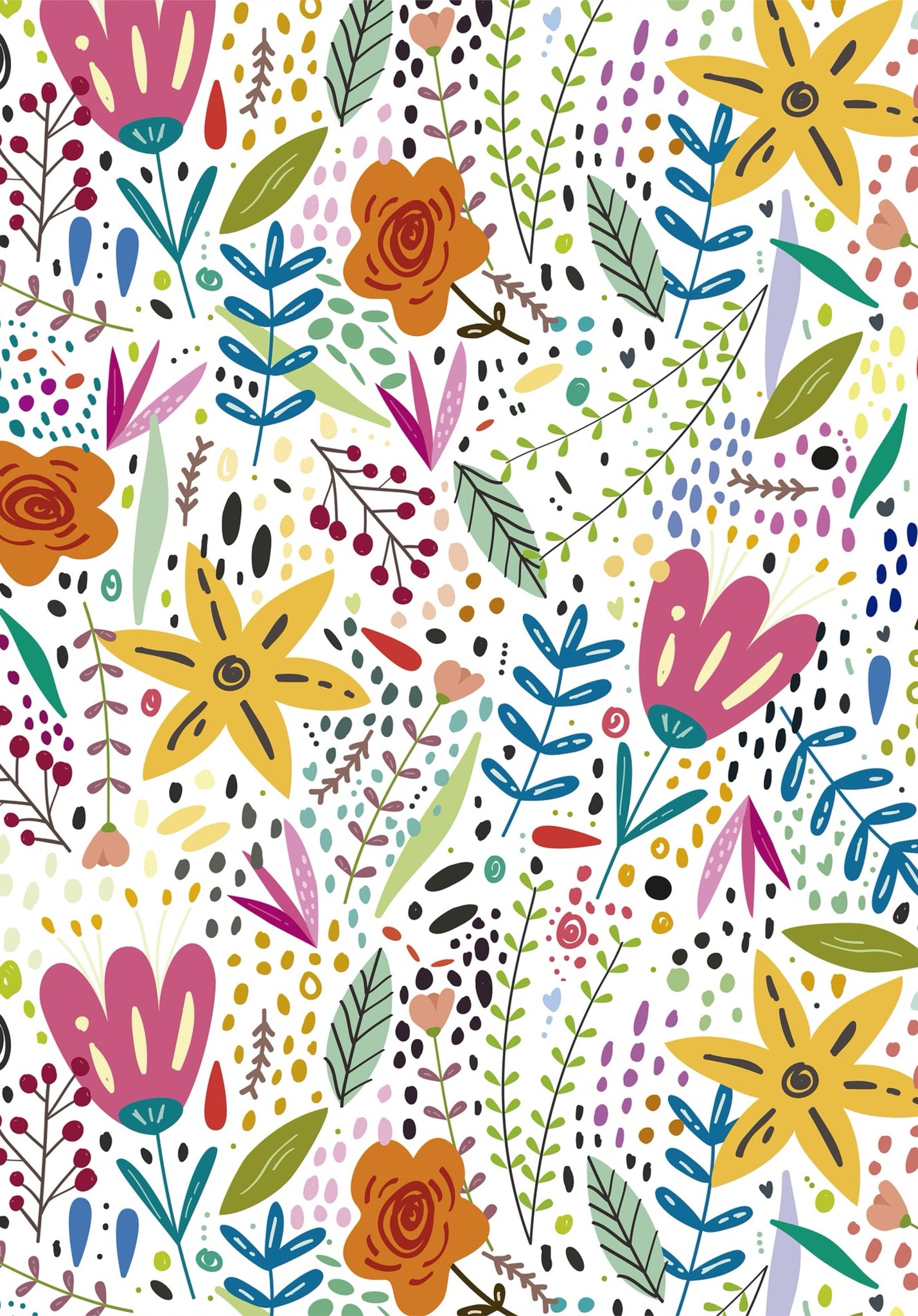 Floral Doodle A5 Greetings Card