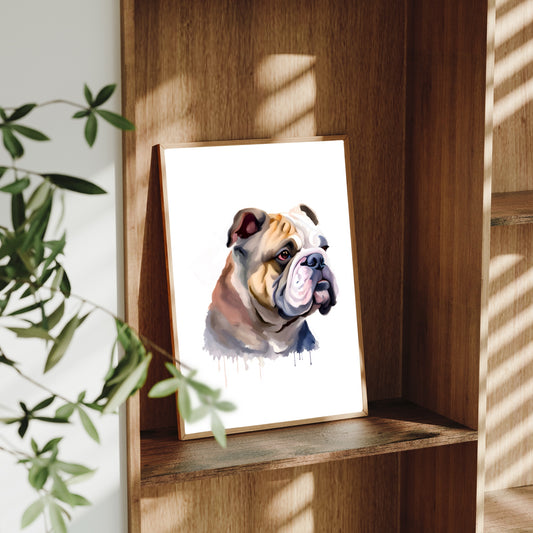 English Bulldog A4 Art Print – Laid-Back & Lovable Dog Wall Art