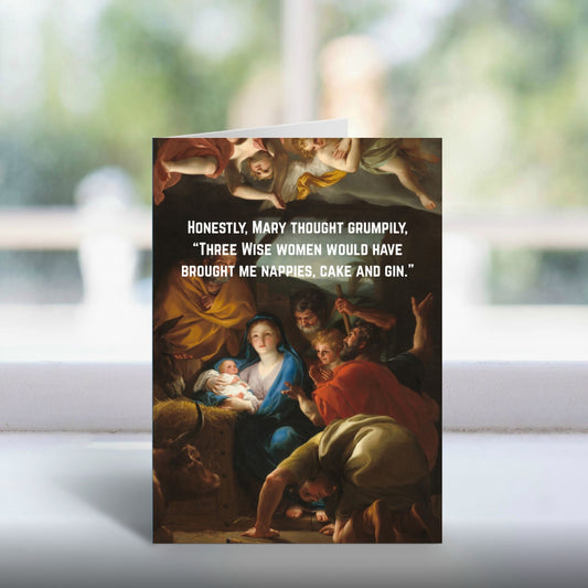 Funny Nativity Christmas Card Traditional Humour for Mum
