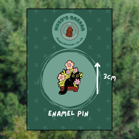 Nigel The Floral Critic - Black Cat Pin