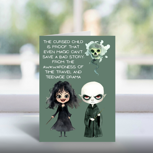 Funny Bellatrix & Voldemort Card | Sassy Wizarding Parody for Potter Fans