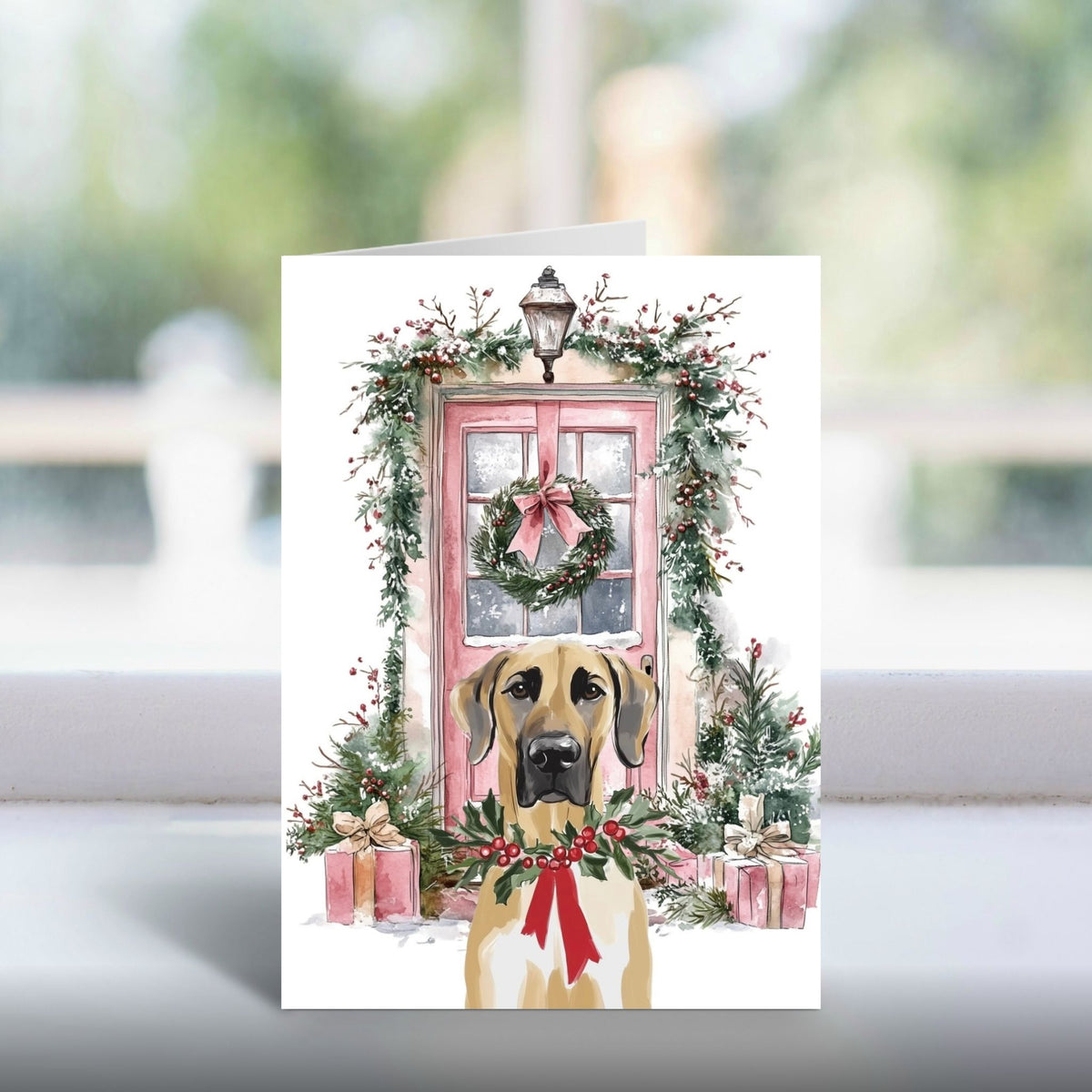 Paws at the Doors Christmas Card | Merry Christmas Greeting | Cute Dog Lover Card