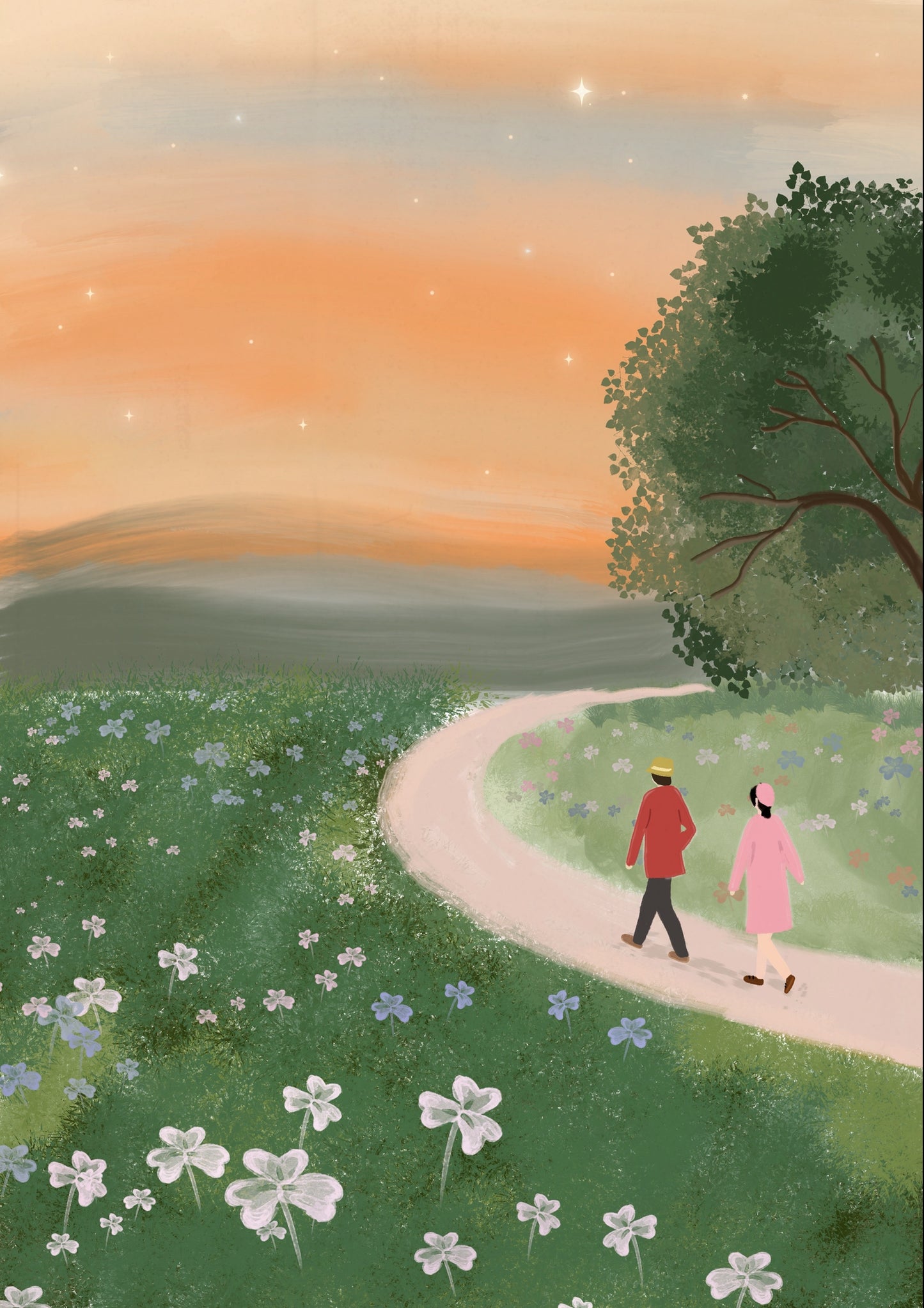 Evening Stroll Handmade A5 Greetings Card