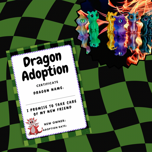Adopt a Dragon – Mini 3D Printed Dragon with Adoption Certificate