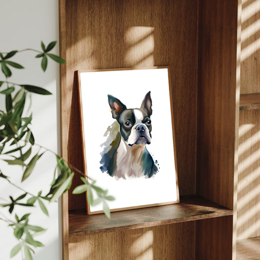 Boston Terrier A4 Art Print – Dapper & Cheerful Dog Wall Art