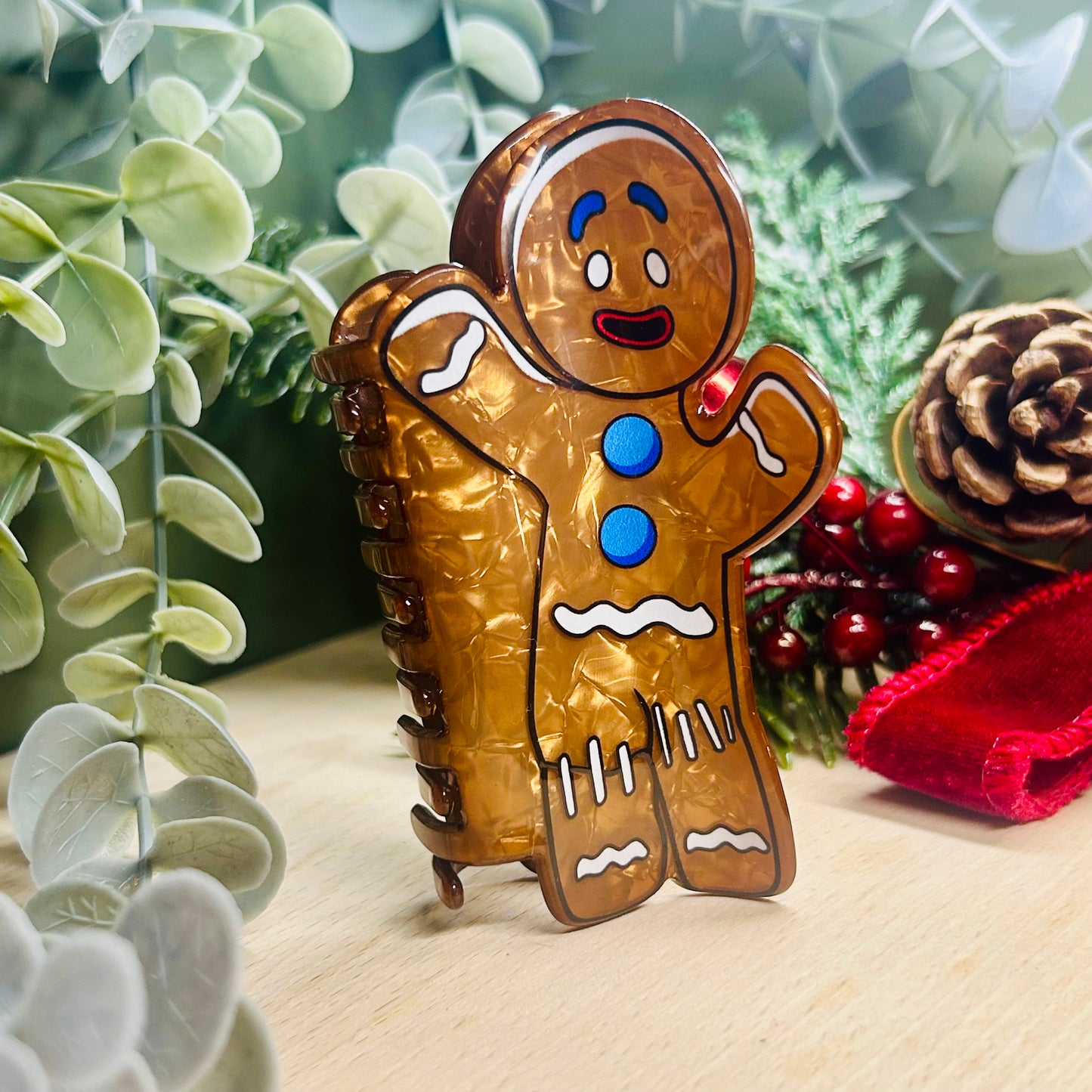 Gingerbread Man Hair Claw | Festive Hair Accessory | Christmas Hair Clip