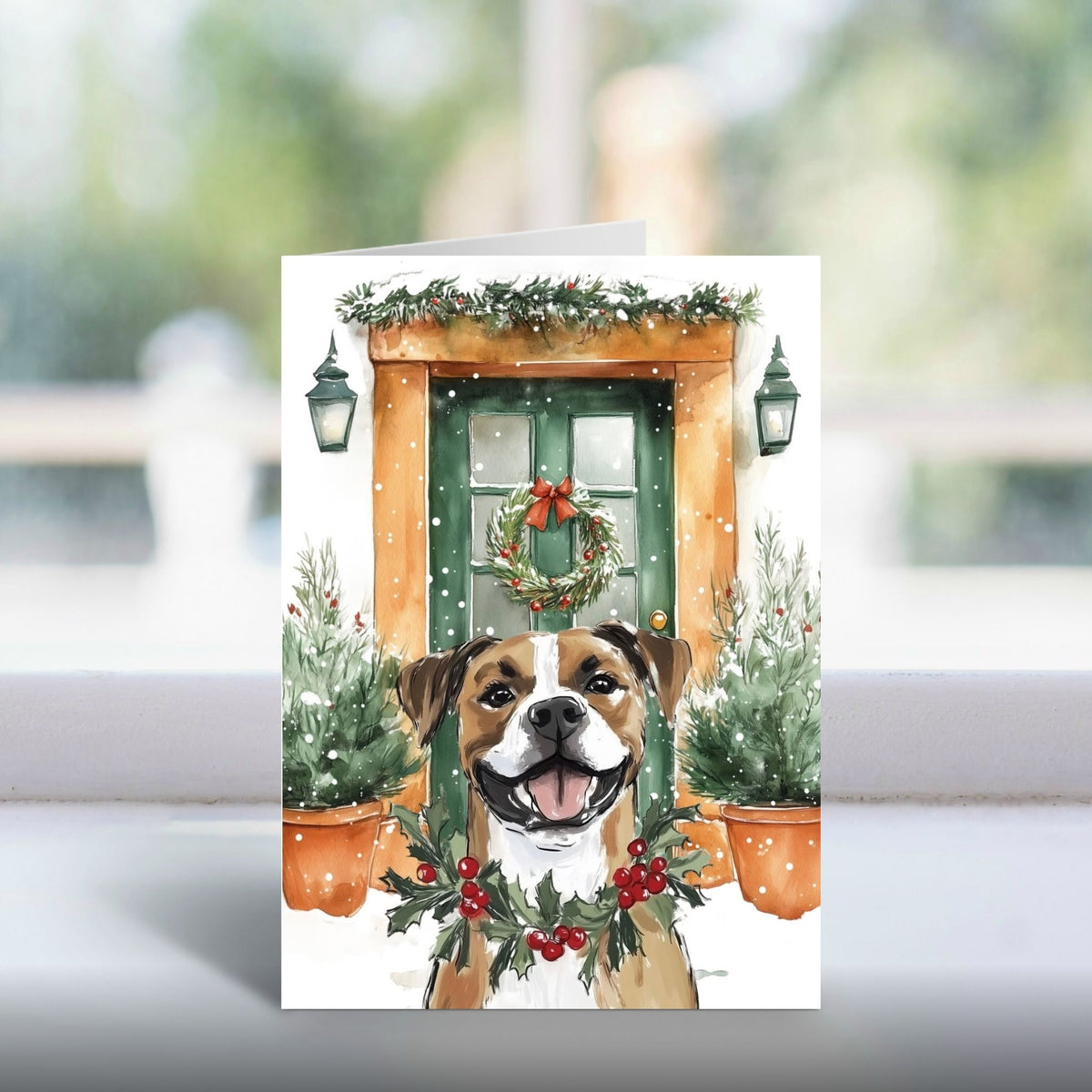 Paws at the Doors Christmas Card | Merry Christmas Greeting | Cute Dog Lover Card