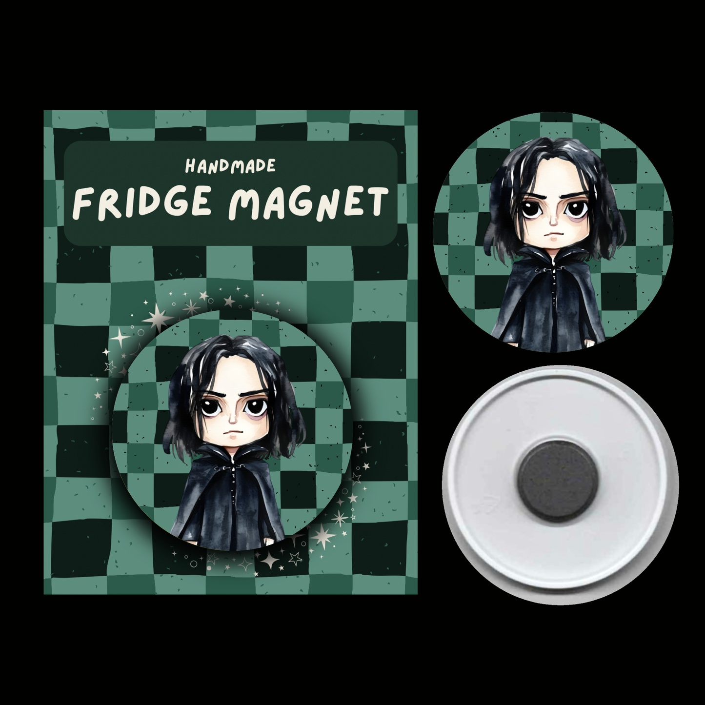 Character Fridge Magnets Cunning & Ambitious – Watercolour Fantasy Collection (Green & Black Theme)