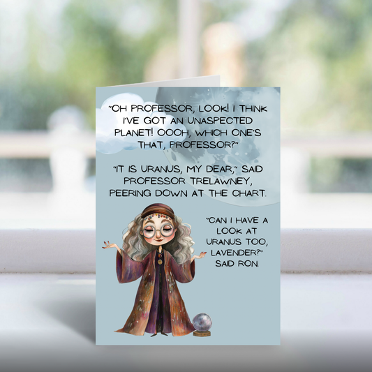 Funny Trelawney Wizard Card | Ron Divination Humor for Potter Fans