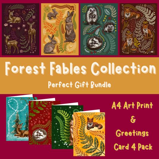 Forest Fables Full Collection | Woodland Animal Art Prints & Greeting Cards Bundle