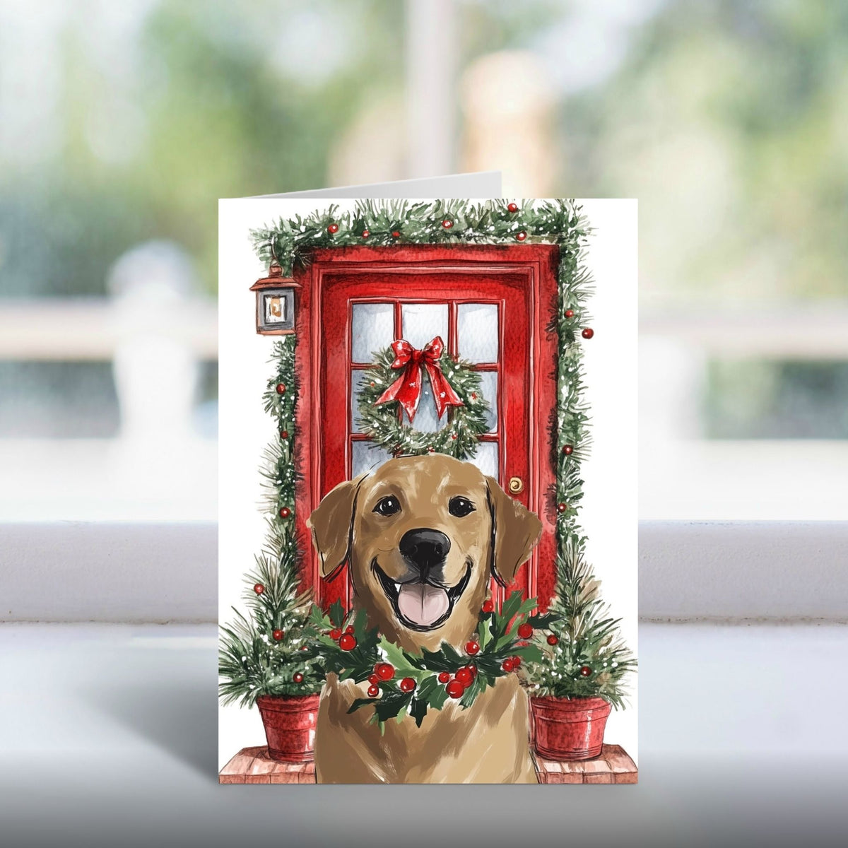 Paws at the Doors Christmas Card | Merry Christmas Greeting | Cute Dog Lover Card