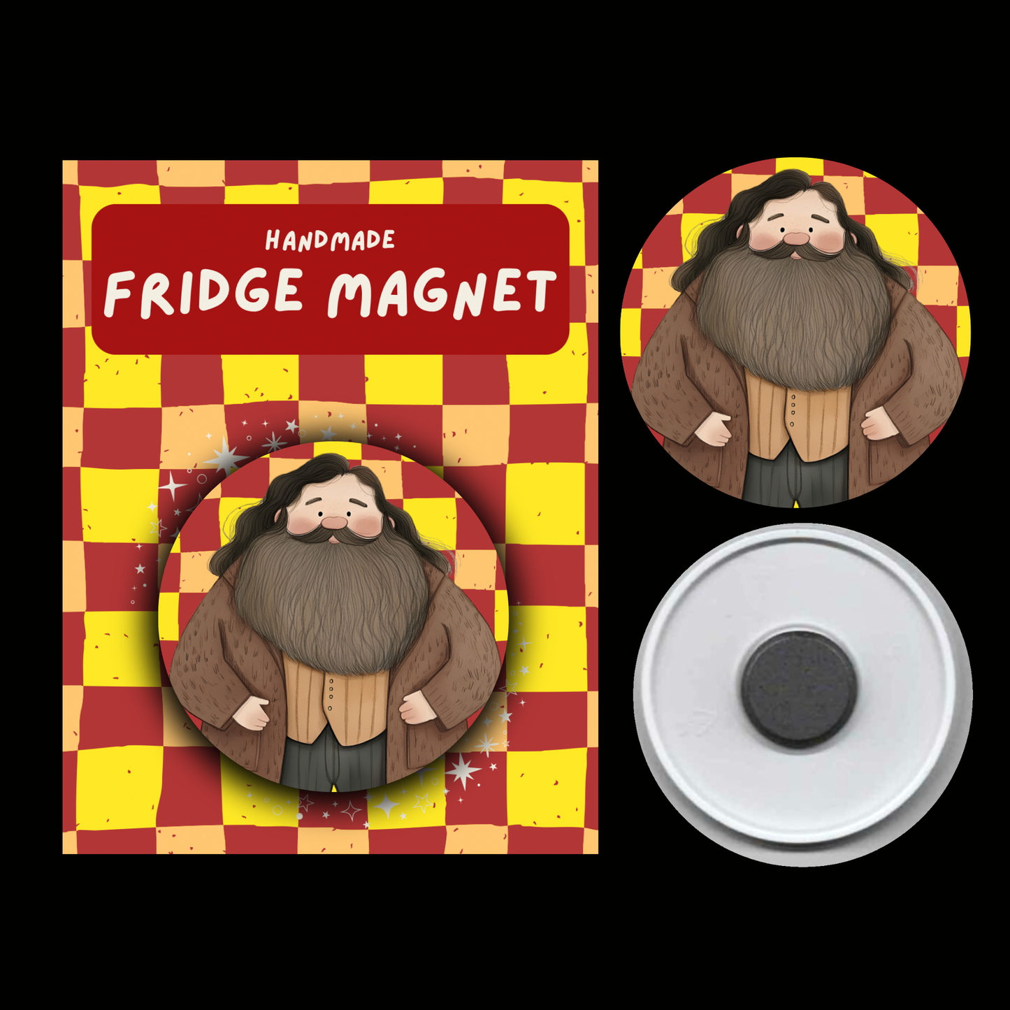 Character Fridge Magnets Brave & Bold – Watercolour Fantasy Collection (Red & Gold Theme)