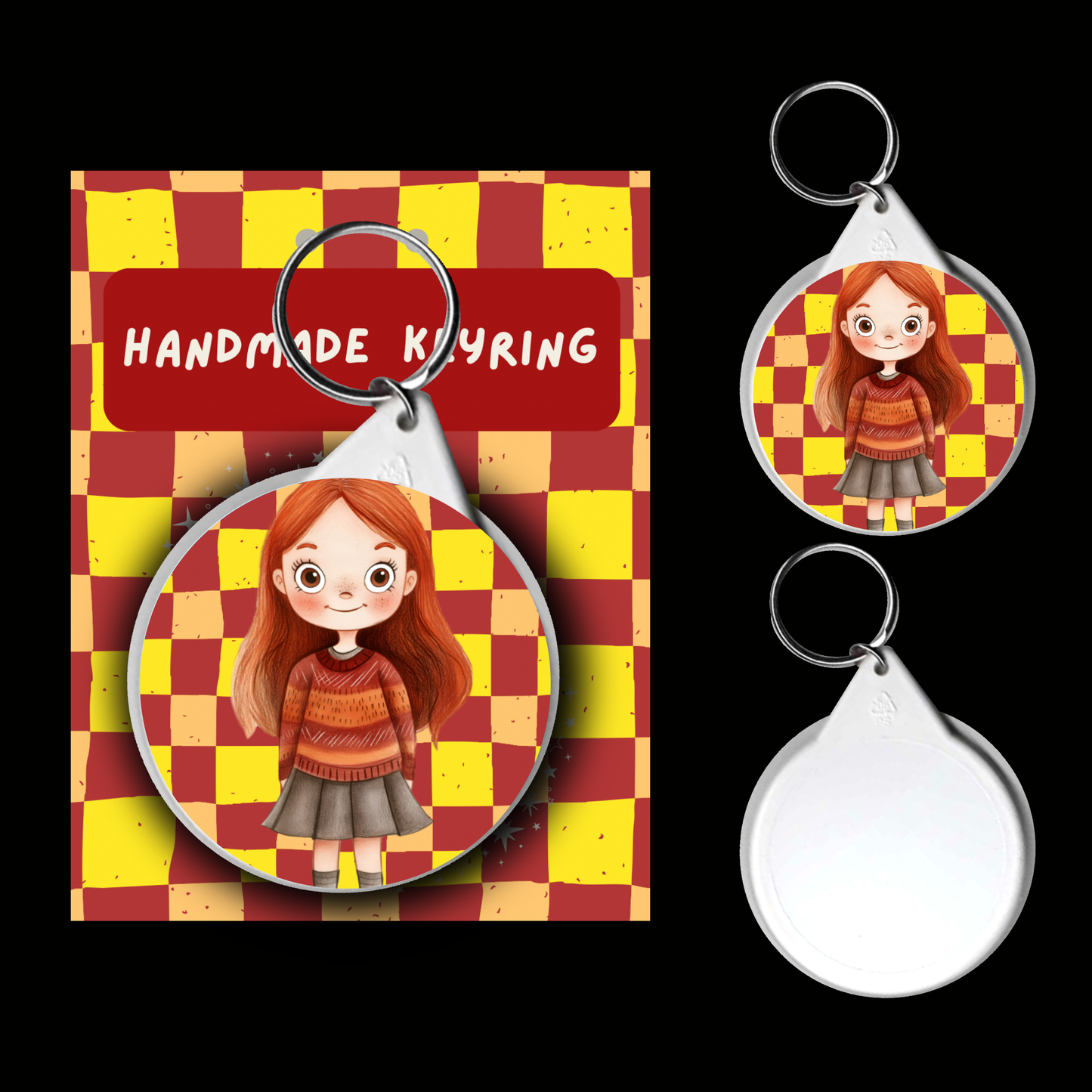 Character Keyrings Brave & Bold– Watercolour Fantasy Collection (Red & Gold Theme)
