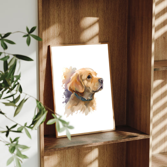 Golden Retriever Puppy A4 Art Print – Adorably Playful Dog Wall Art