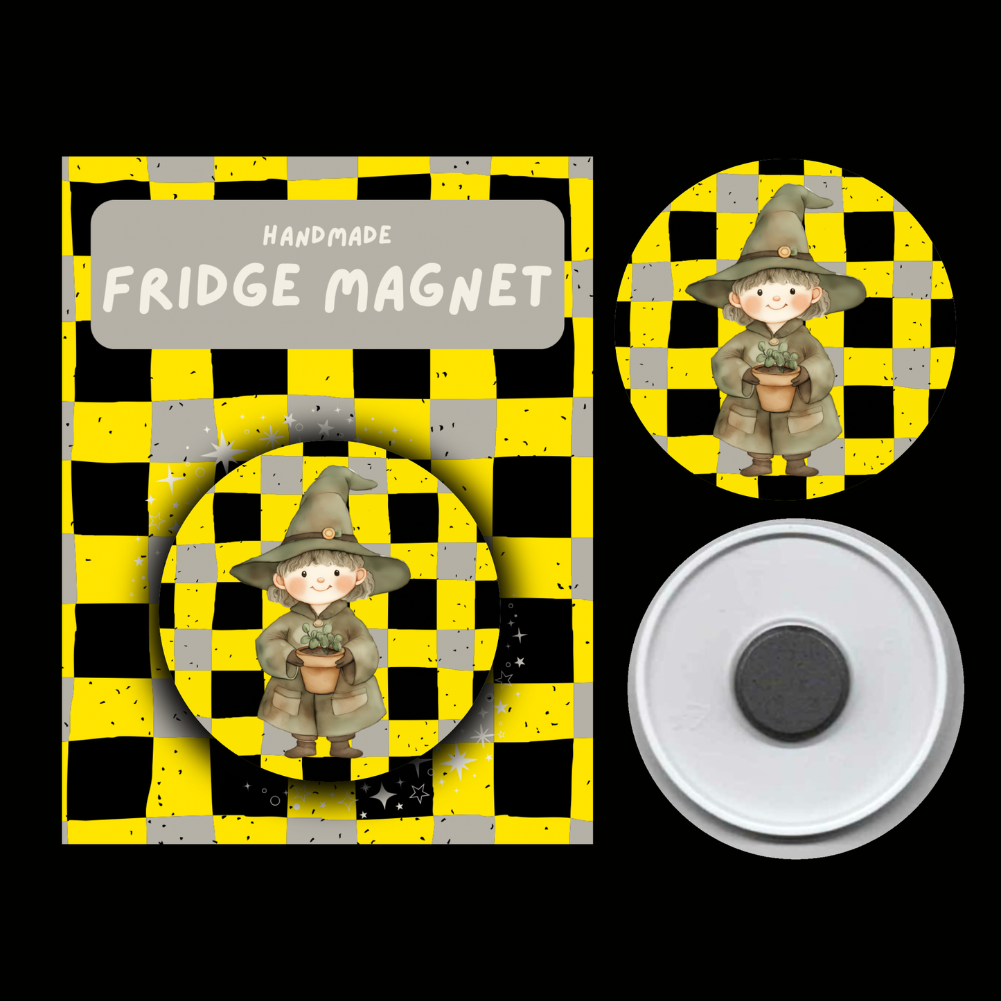 Character Fridge Magnets Loyal & Kind– Watercolour Fantasy Collection (Yellow & Earthy Theme)