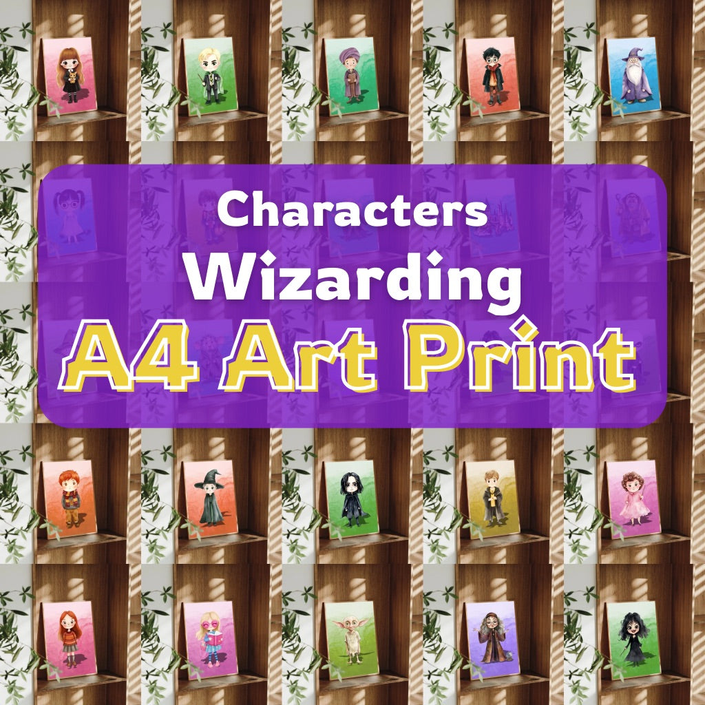 A4 Wizard Character Prints – Fantasy Wall Art – Gift for Magic Fans