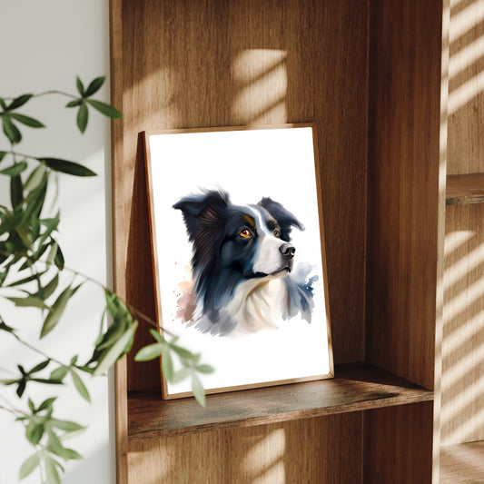 Border Collie A4 Art Print – Smart & Energetic Herding Dog Wall Art