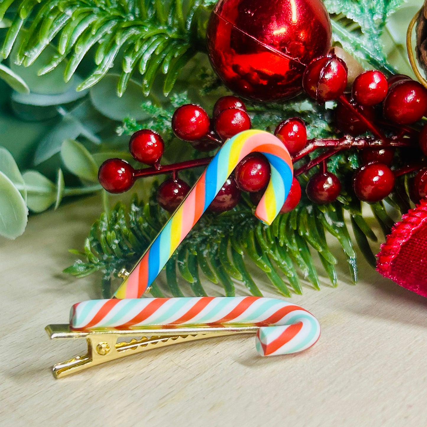 Candy Cane Grip | Festive Hair Clip | Rainbow & Traditional |