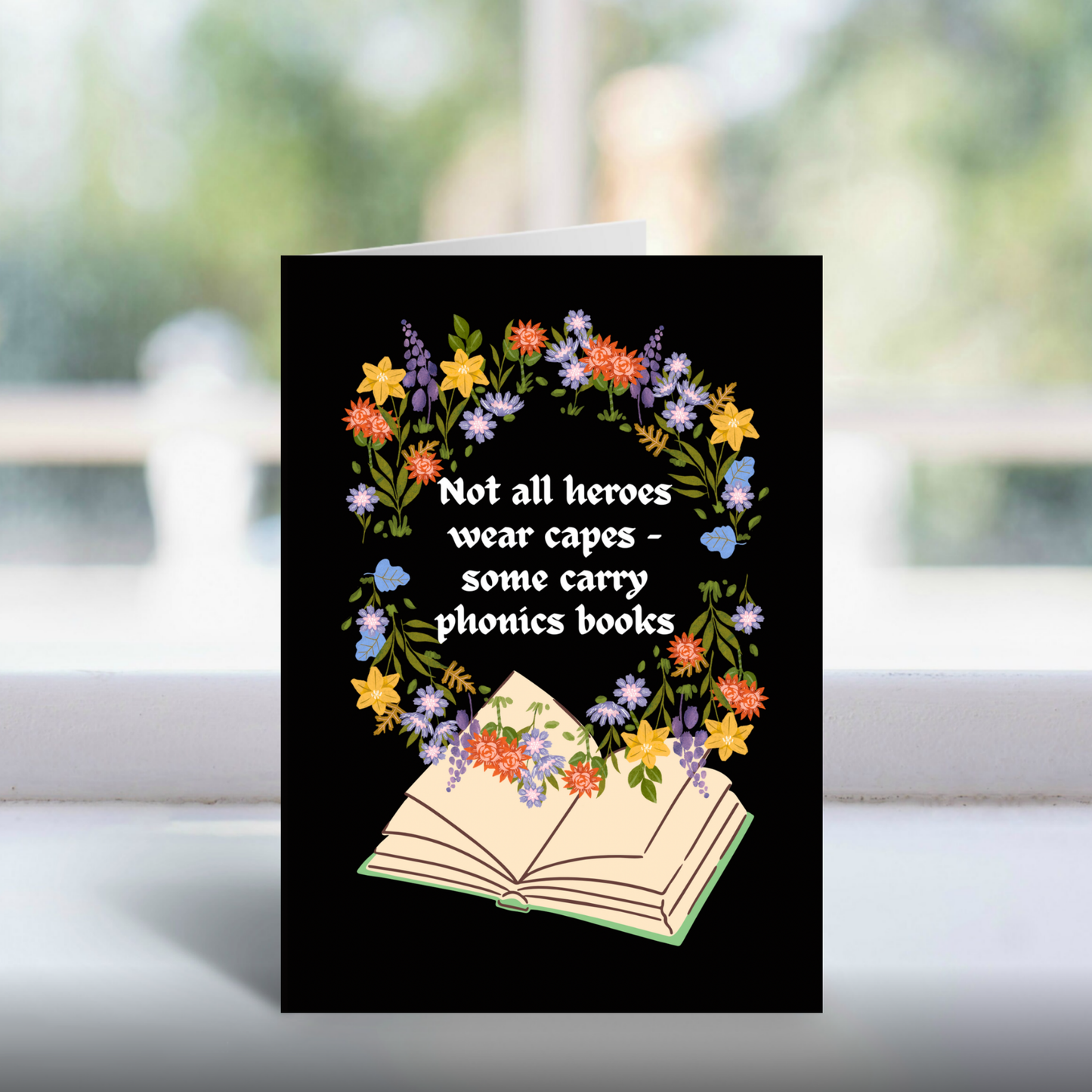 Phonics Teacher Thank You Card – Floral Book Themed – Reception, Reading Lead, TA